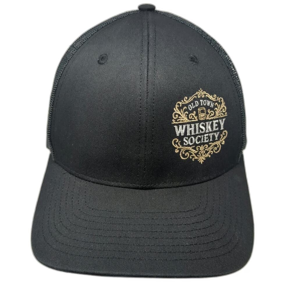 Richardson Trucker Hat Black One Size Old Town Whiskey Society Mesh Curved Brim